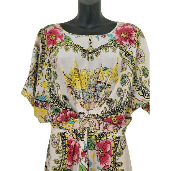 Anthropologie by Collette Dinnigan Floral Scenic Silk Shift Dress Women's Sz 2 - Picture 4 of 9